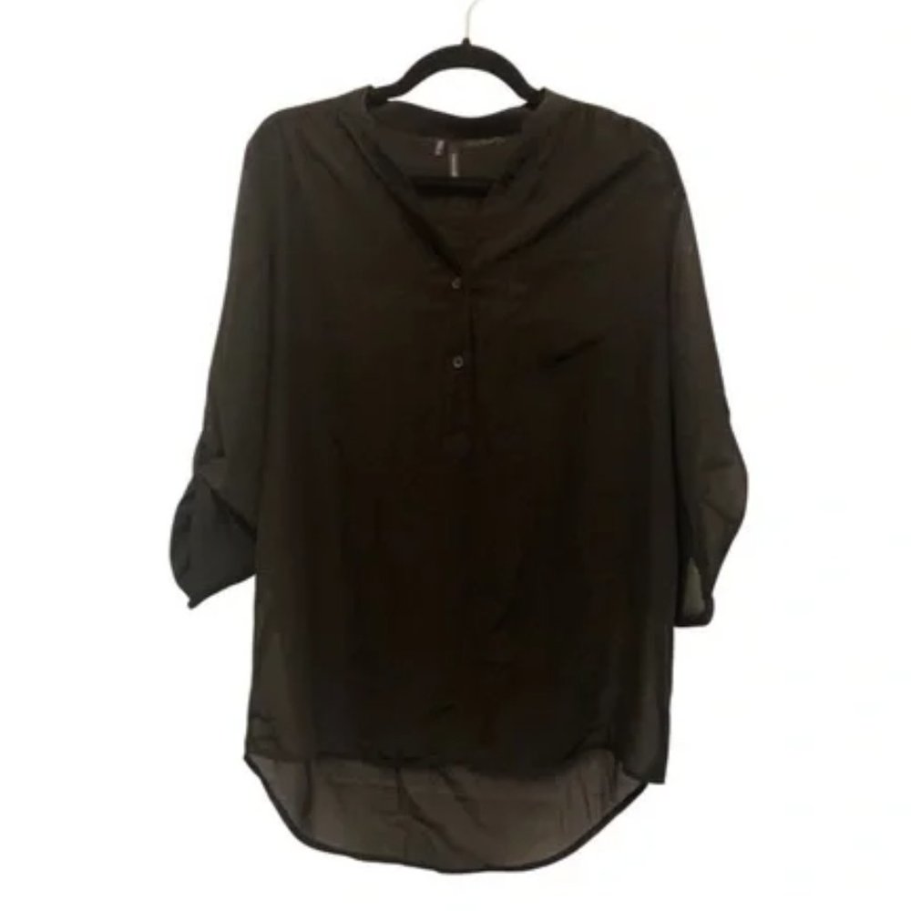 Maurices sheer black 3/4 sleeve women's blouse. Size L.